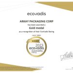 Arkay 2023 EcoVadis Gold Rating Certificate